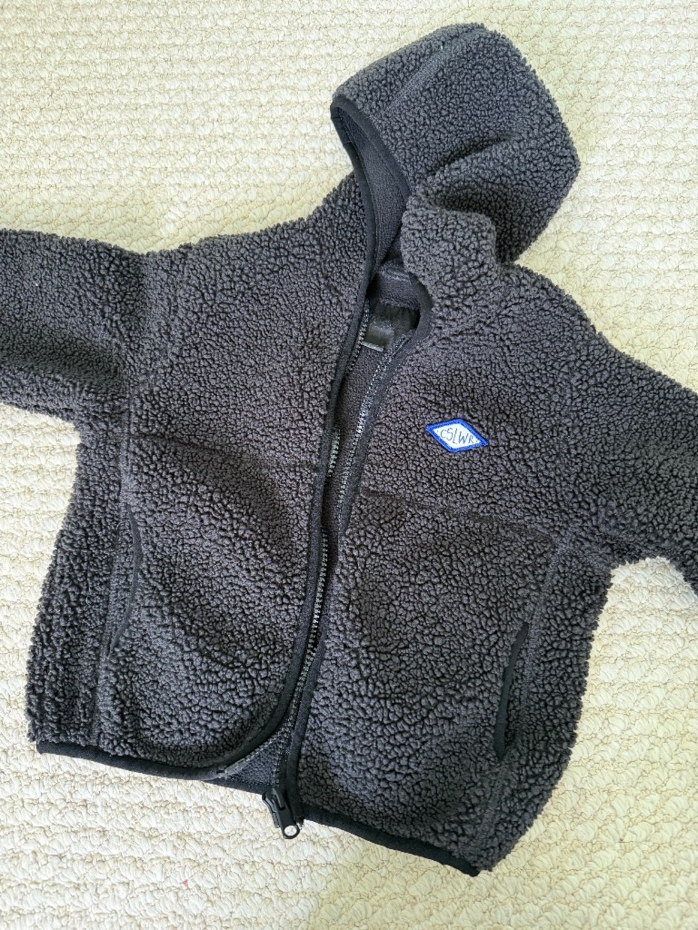 ZARA Toddler Boys Sherpa Fleece Hoodie Jacket 3T Black Gray Full Zip